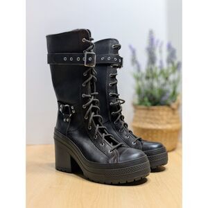 Converse Chuck 70 De Luxe Heel XX-Hi Platform Buckles Leather High Tops W9 NIB